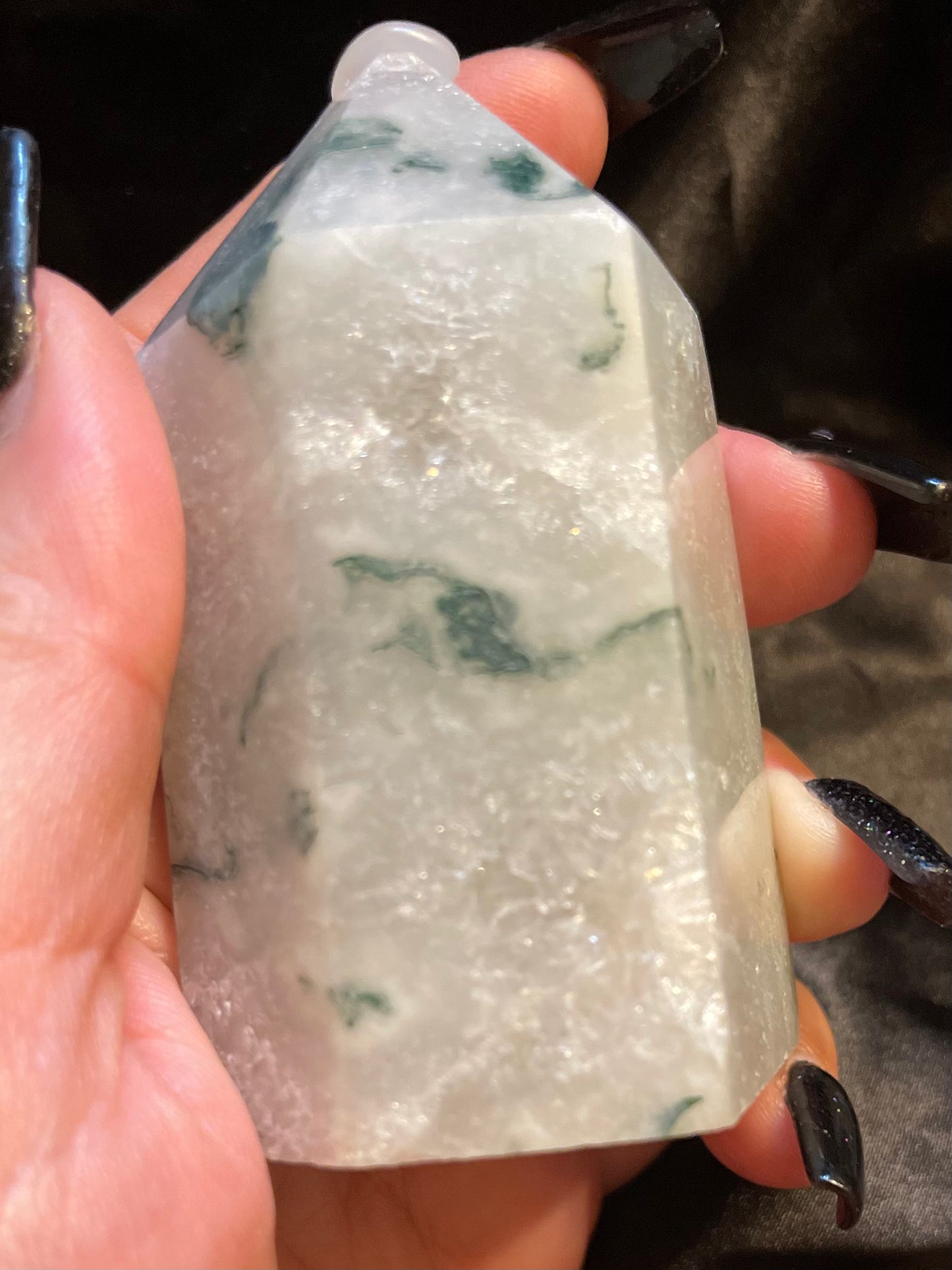 Tree Agate in Quartz with Druzy crystal tower, from another angle