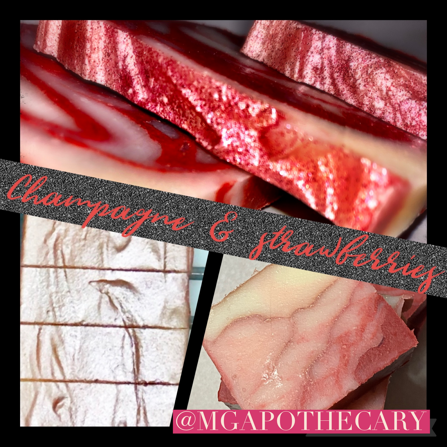 Champagne n strawberries ; Legacy Recipe, a handmade small-batch bar of herbal soap